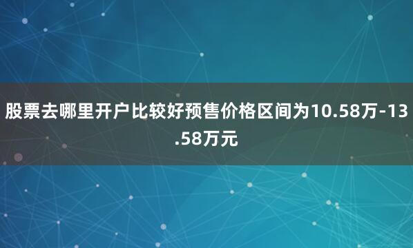 股票去哪里开户比较好预售价格区间为10.58万-13.58万元