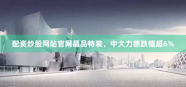 配资炒股网站官网晶品特装、中大力德跌幅超6%