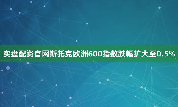 实盘配资官网斯托克欧洲600指数跌幅扩大至0.5%